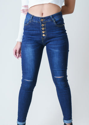 Pantalon skinny botones